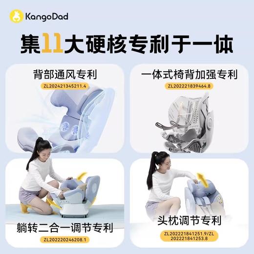 袋鼠爸爸星途Air新国标儿童安全座椅0-12岁通风遮阳175°大躺角 商品图2