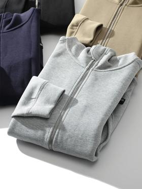 【nsn-H0703】男子简约素色百搭休闲连帽拉链卫衣！！