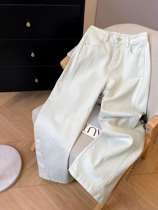 F022722日系工装牛仔裤女春季显瘦宽松阔腿裤微弯刀休闲裤 商品图11