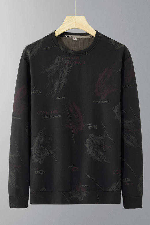 【DSK】大依优型大码男装春季印花卫衣百搭潮流休闲长袖T恤打底衫 商品图5