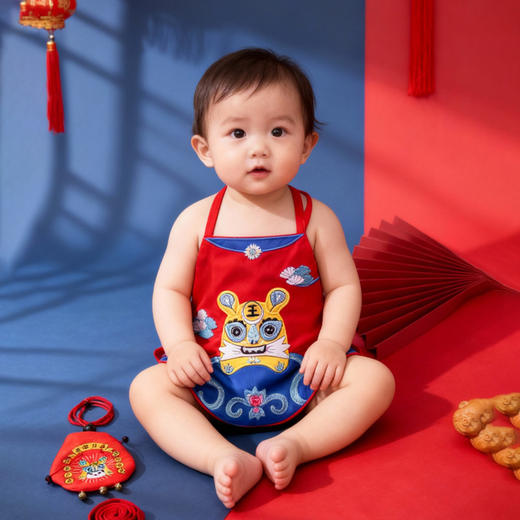 【祈愿吉品】虎虎生威宝宝肚兜香囊亲肤棉材质新生儿童满月香囊 商品图2