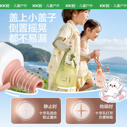 KK树儿童水壶便携食品级宝宝硅胶水袋男童女可折叠轻便外出饮水包圆鼓鼓大肚水袋 （萌宠版） 商品图4