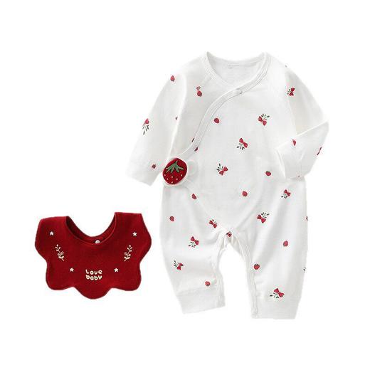 婴儿连体衣宝宝新生儿无骨春秋纯棉哈衣男女宝宝婴幼儿送围嘴爬服 商品图4