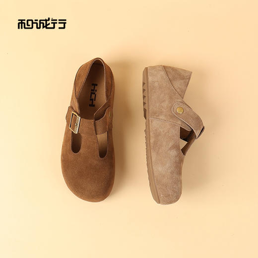 和诚行2026春季新款时尚百搭女式平底复古真皮勃肯单鞋1930127 商品图4