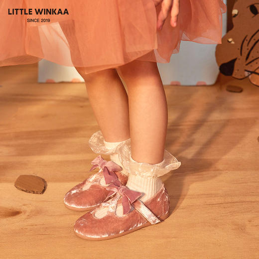 西班牙little winkaa新款女童魔术贴蝴蝶结舞蹈鞋春秋款公主鞋儿童单鞋LW23002 商品图2
