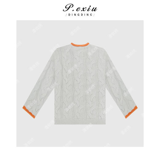 A008潘依绣丁丁宠粉【格调派对】羊-毛撞色圆领重工绞花长袖毛织针织L2512 商品图2