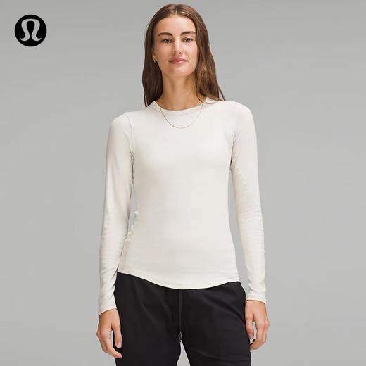 Lulu宝藏基础款显瘦打底螺纹T 商品图0