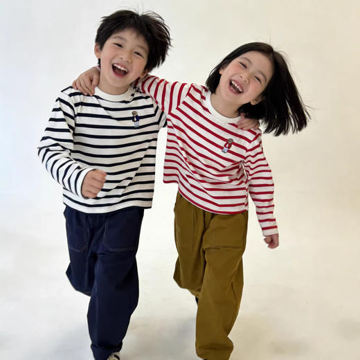 小马条纹三件套！2026童装春夏棉T恤圆领打底衫男女童3件套装！ 商品图0