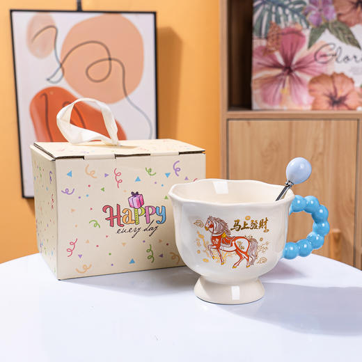 【马上发财陶瓷杯子礼盒】三八妇女节伴手礼小礼品赠品马克杯陶瓷杯子情侣水杯女生生日礼物。rg 商品图1