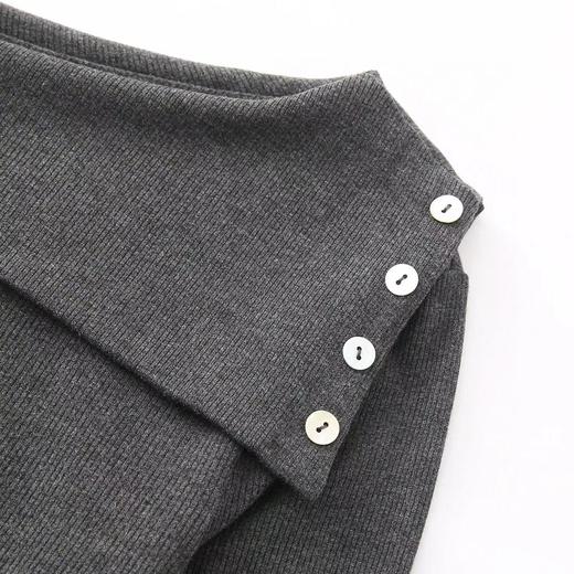 F022798春季新款长袖简约T恤套头上衣一字肩修身针织衫 商品图11