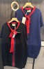 F022758春夏新款撞色蝴蝶结系带polo连衣裙 商品缩略图0