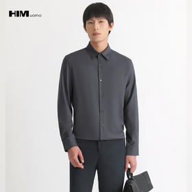 HIM漢崇 经典方领商务长袖衬衫男日常通勤上班基础款衬衣2026春季
