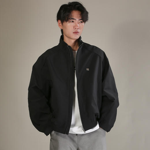 DRONKOO 2026 立领左胸金属标肩袖滚条下摆橡筋中厚夹克 商品图1