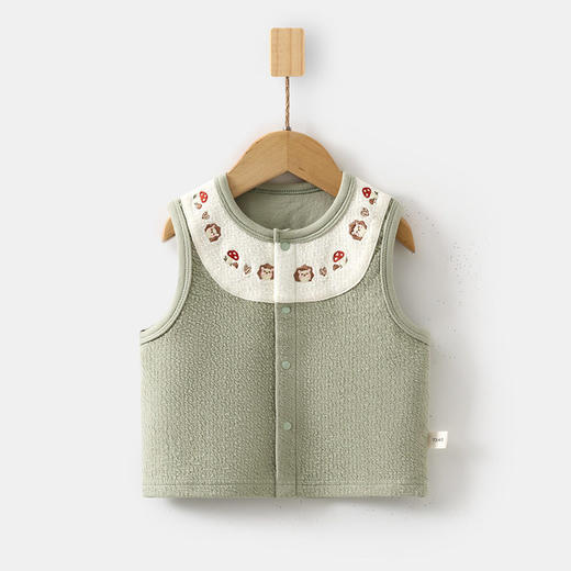 婴儿舒绒马甲春秋季宝宝绣花背心儿童坎肩马夹新生儿保暖护肚上衣 商品图2