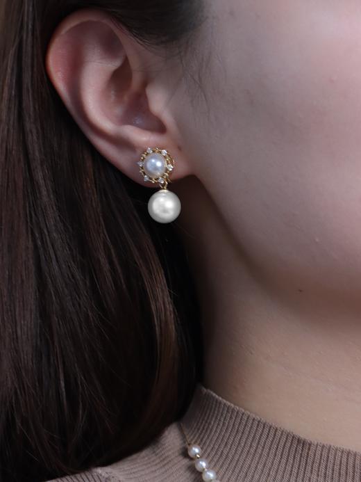 【挚友限定】两戴款 太阳花-18K金澳白珍珠耳夹 商品图1