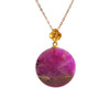 【天然正品】AU750黄金镶天然皇家紫舒俱来小圆牌吊坠项链230126NJM34 商品缩略图0