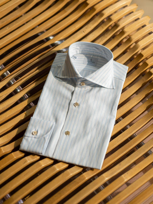 Avino 蓝色条纹棉麻衬衫 商品图0