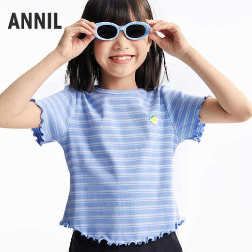 女童圆领短袖针织衫夏季新款安奈儿童装EG621713 商品图0