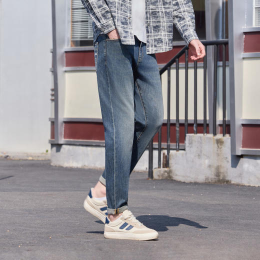 半身缘男裤 春季简约百搭休闲苎麻棉混纺牛仔裤261301M10130255 商品图4