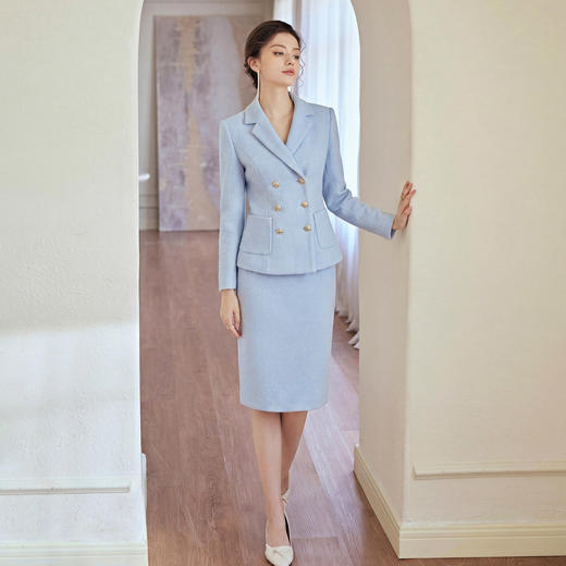 IWY/气质蓝色小香风西装套裙女2026春季新款美容院接待职业正装1024CS103 商品图4