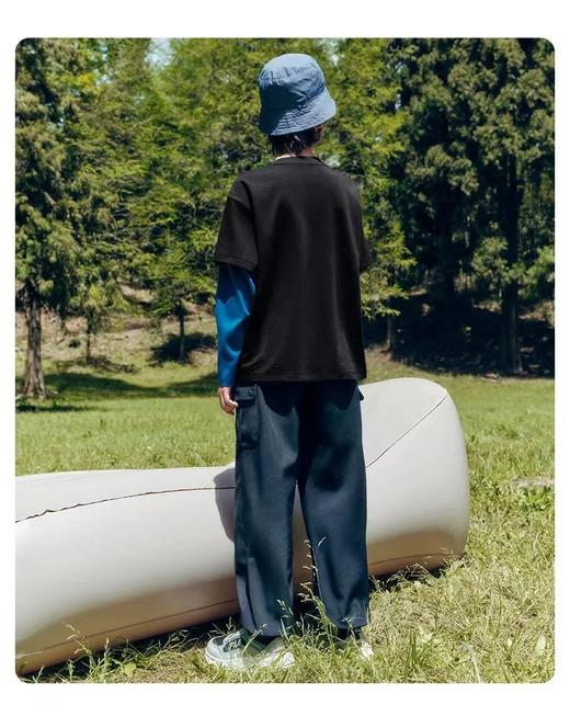 F022737新款拼色打底衫+工装裤柔软舒适组合儿童套装 商品图5