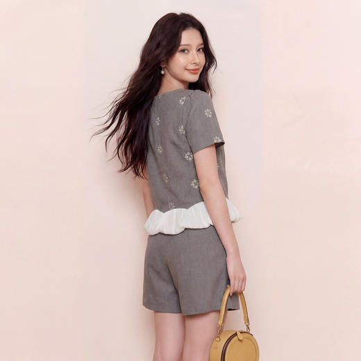 奢姿大码女装2026夏季胖妹妹时尚撞色提花两件套气质减龄通勤套装9962994558 商品图3