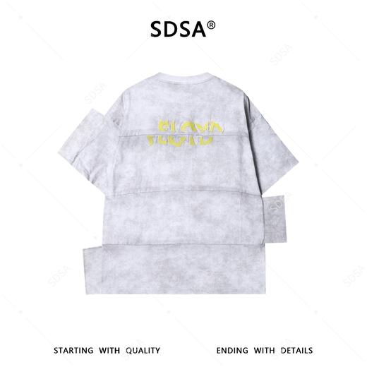 SDSA男装2026新款潮牌灰白渐变短袖t恤拼接层次宽松半袖上衣 商品图4
