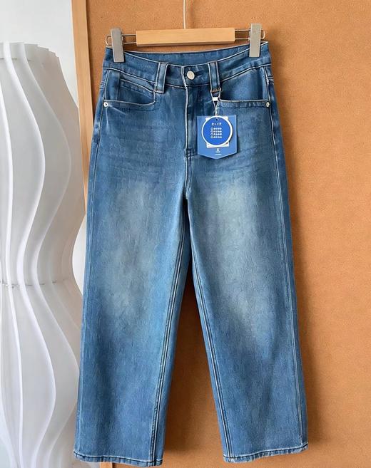 F022723四面弹雪醋酸浅色牛仔裤显瘦显腿直法棍裤女小个子九分直筒裤 商品图2