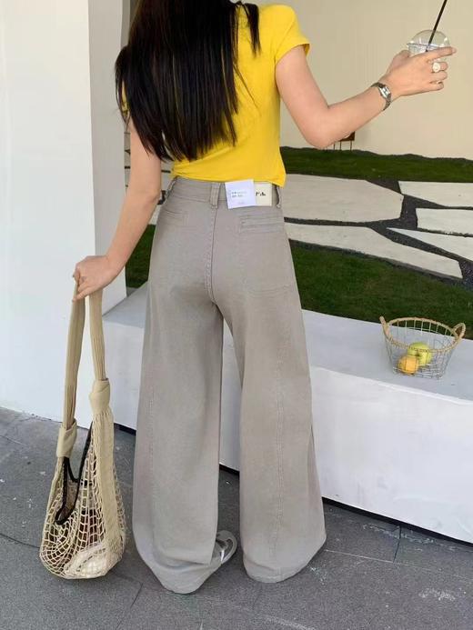F022722日系工装牛仔裤女春季显瘦宽松阔腿裤微弯刀休闲裤 商品图5