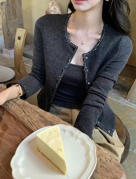 二店y 早春款 ~千金法式喇叭长袖小香风针织开衫+无袖吊带上衣两件套