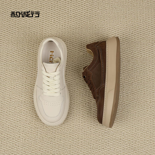 和诚行2026春季新款真皮百搭低帮系带厚底增高男式休闲鞋1420073 商品图4