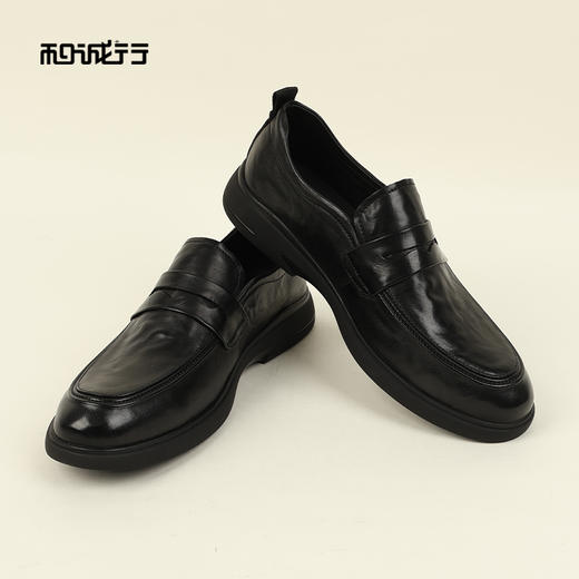 和诚行2026春季新款一脚蹬商务休闲豆豆乐福软底鞋真皮男式商务鞋0930274 商品图2