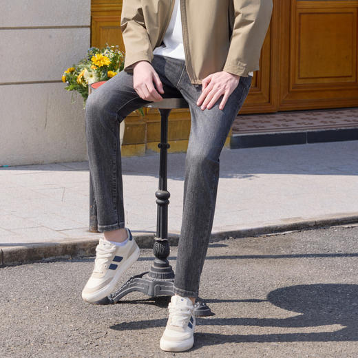 半身缘男裤 春季经典黑灰百搭耐脏休闲牛仔裤261101U10130236 商品图3