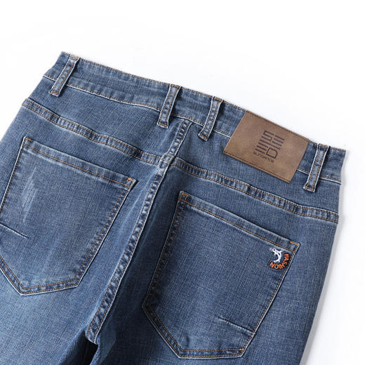 【含棉】圣得西修身显瘦牛仔裤2026新款春季男微弹舒适水洗直筒裤 商品图11