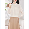 KQ-2026春季新款欧美风蕾丝细褶桑蚕丝长袖衬衫纯色设计感灯笼袖上衣 商品缩略图3