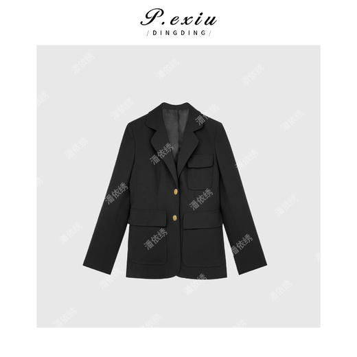 PanYiXiu/潘依绣羊毛简约高级感工装口袋单排扣翻领西装W-62376 商品图1