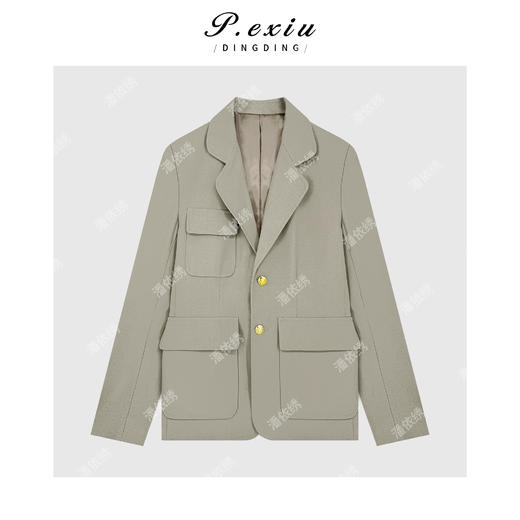 PanYiXiu/潘依绣羊毛简约高级感工装口袋单排扣翻领西装W-62376 商品图2