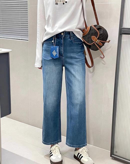 F022723四面弹雪醋酸浅色牛仔裤显瘦显腿直法棍裤女小个子九分直筒裤 商品图7