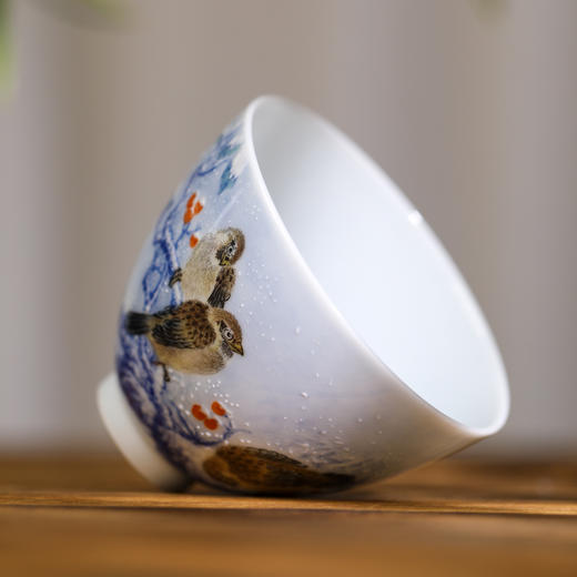 一儒堂 青花雪锦鸡红花果杯 商品图2
