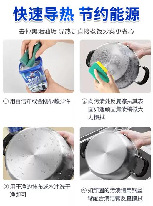 兔力不锈钢清洁膏  家用焦渍厨房清洁剂洗锅底黑垢去除强力除锈神器1.59 商品图5