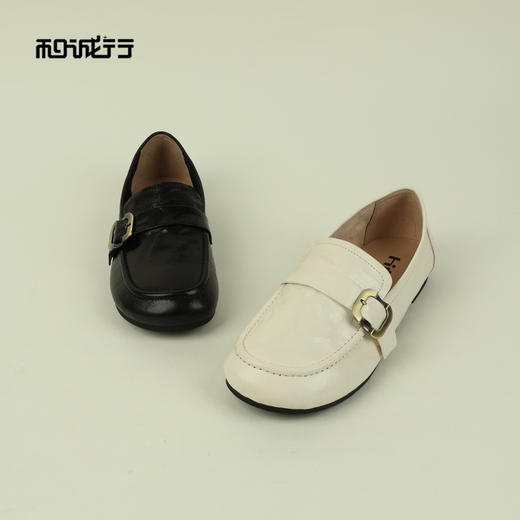 和诚行2026春季新款法式英伦风小皮鞋舒适百搭一脚蹬乐福鞋1930117 商品图1