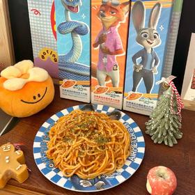 🍝【空刻意面×迪士尼】疯狂动物城主题🦒优选新疆日晒番茄/意大利罗马番茄🍅3分钟还原餐厅级意面，朱迪尼克陪你一起用餐✨0防腐剂、0色素！