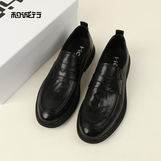 和诚行2026春季新款一脚蹬商务休闲豆豆乐福软底鞋真皮男式商务鞋0930274 商品图0