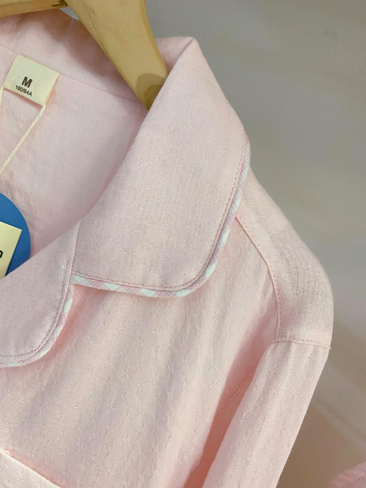 松植屋《格纹猫》女士全棉双层纱布长袖长裤睡衣套装 商品图2