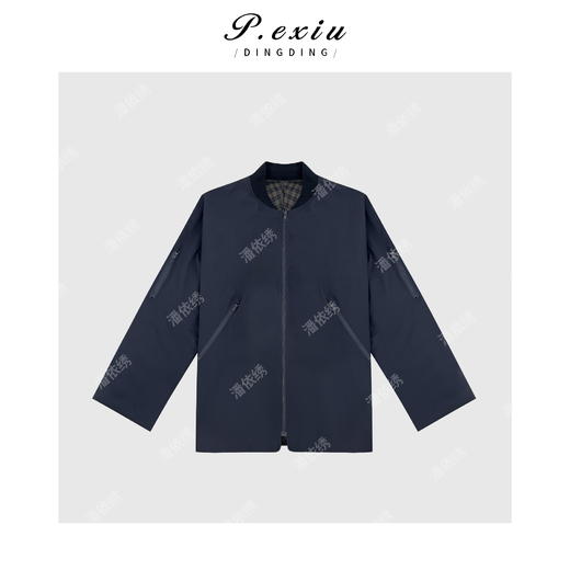 A008潘依绣丁丁宠粉美式复古细格子重磅双面穿外套 W-62631 商品图1