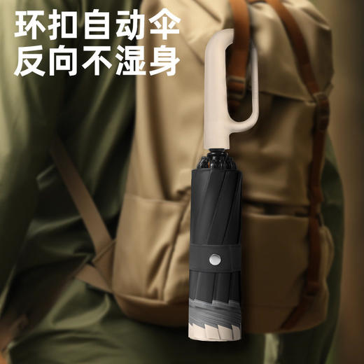 全自动10骨反向折叠晴雨伞 环扣折叠伞 加宽伞面 反光条设计 抗风暴遮阳防晒两用伞 商品图2
