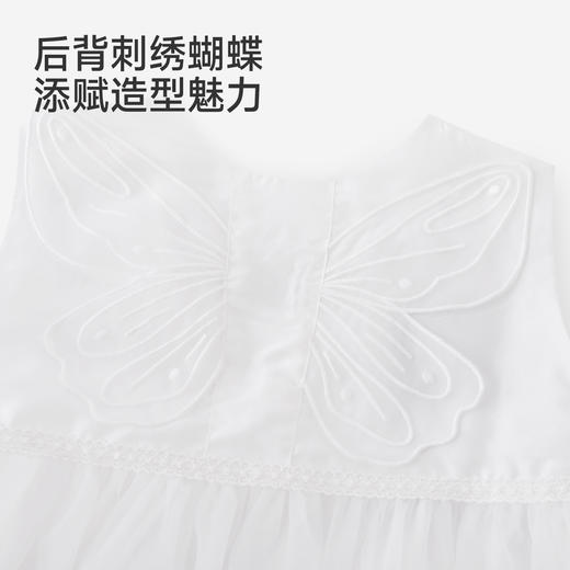 【高定系列】英氏儿童连衣裙女童夏季薄款背心裙白色纱裙公主裙 商品图2