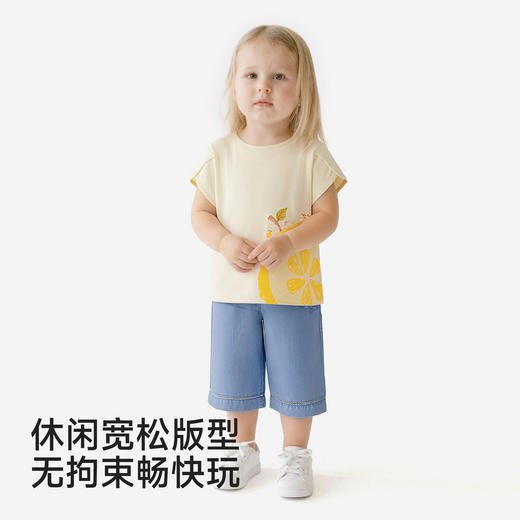 【100%精梳棉】英氏儿童衣服女童圆领可爱百搭上装夏季短袖T恤针织卡通薄款上衣 商品图2