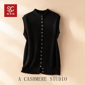 万年经典款~100纯山羊绒文艺风单排扣宽松马甲上衣CYR25119