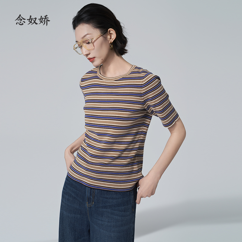 【商场同款】CNK6364 “ 复古条纹毛衫 ” 点亮搭配 职场好物短袖T恤